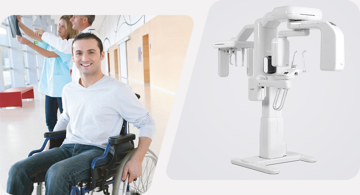 Легкий доступ для пациентов на кресле-каталке в дентальном компьютерном 3D томографе