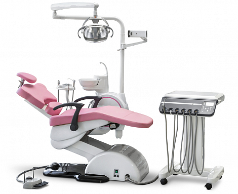 Стоматологическая установка WOD 550 детская с подкатным блоком, Розовая