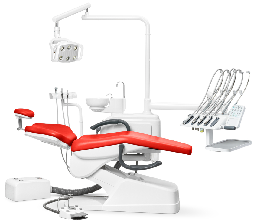 Стоматологическая установка Anya AY-A 1000 верхняя подача, Красный AY-16